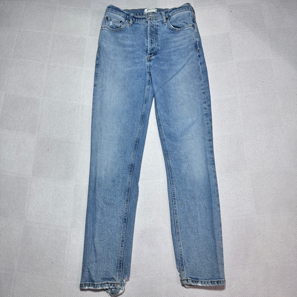 AGOLDE Nico Slim Jeans Womens 25 High Rise Button Fly Light Wash Stretch Denim